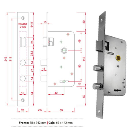 CERRADURA TRABEX MODELO 2105
