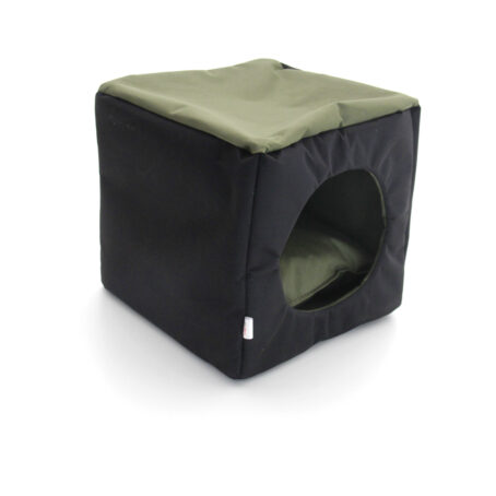 CUEVA ANTIDESGARRO PARA GATO (NEGRO Y VERDE) 30X30
