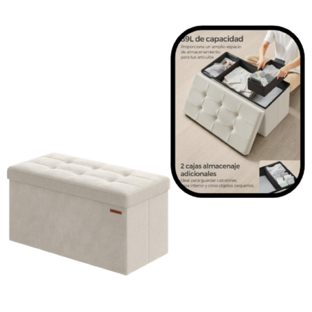 Puff Con Cajonera 76x38x38cm