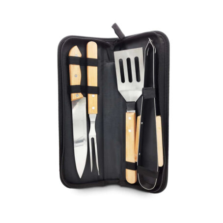 SET DE ASADO X4 DE ACERO CON ESTUCHE